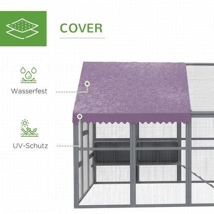 Chicken house with run and nesting box, suitable for 8-12 chickens