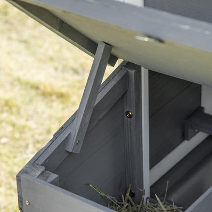 Wooden Chicken Coop for 2-3 Hens with Run and Nesting Box, 151.5 x 54 x 87 cm