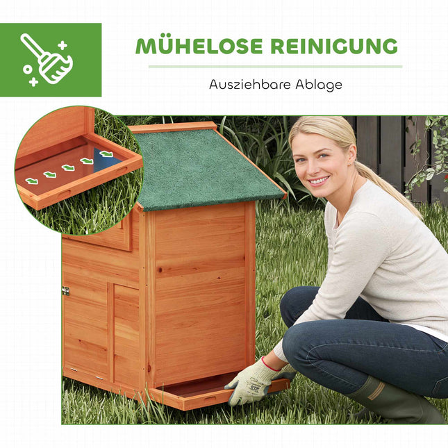 Wooden Chicken Coop with Nesting Box, Perches, Waterproof Roof