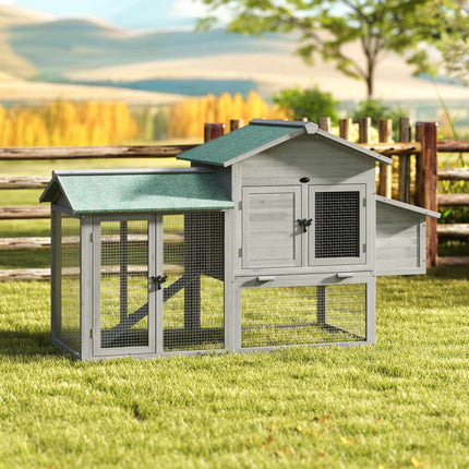 Wooden Chicken Coop with Run and Nesting Box, 168x75x103 cm