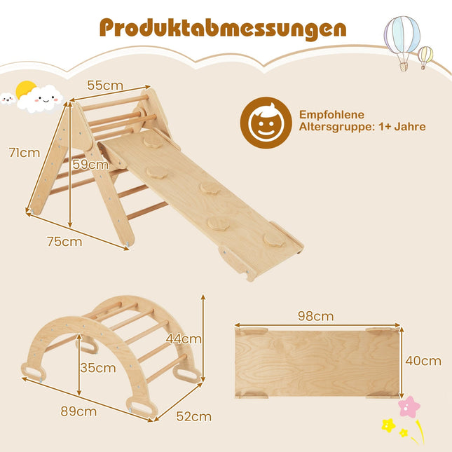 Kletterset aus Holz mit Rutsche und Wendelrampe
