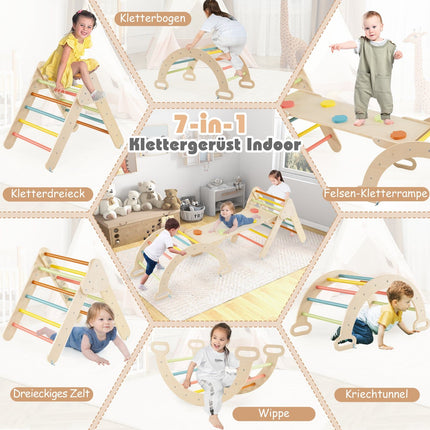 Kletterdreieck-Set aus Holz mit Rutsche & Bogen