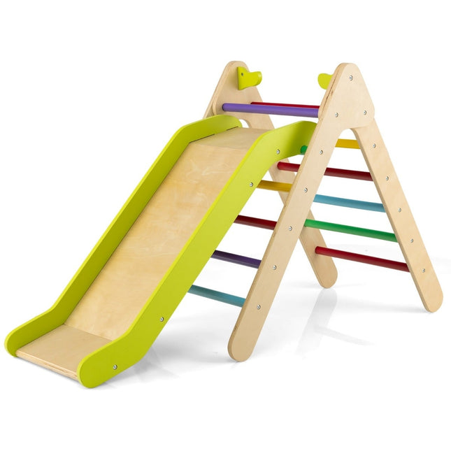 Holz-Kletterdreieck mit Rutsche für Kinder, 86,5 x 48 x 73,5 cm