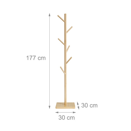 Garderobenständer aus Holz mit 8 Haken, freistehend