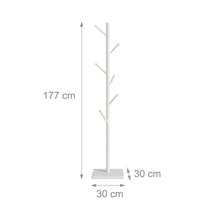 Wooden Coat Rack with 8 Hooks, Freestanding