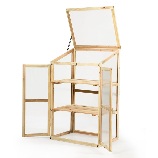 Wooden Cold Frame Greenhouse, Foldable Top, 60x45x100 cm