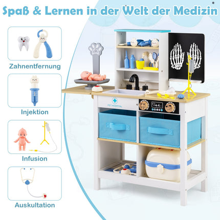Hölzernes Arzt-Spielset mit Kreidetafel und Tierwaage
