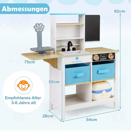 Hölzernes Arzt-Spielset mit Kreidetafel und Tierwaage