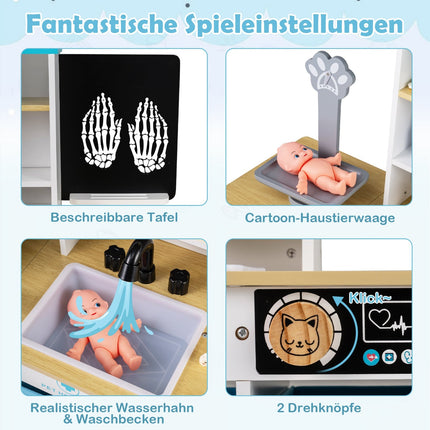 Hölzernes Arzt-Spielset mit Kreidetafel und Tierwaage