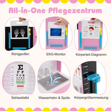 Hölzernes Arzt-Spielset mit Untersuchungsbereich und EKG-Monitor
