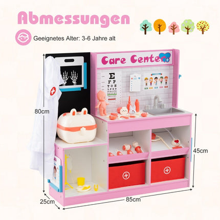 Hölzernes Arzt-Spielset mit Untersuchungsbereich und EKG-Monitor