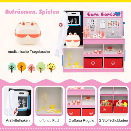 Hölzernes Arzt-Spielset mit Untersuchungsbereich und EKG-Monitor