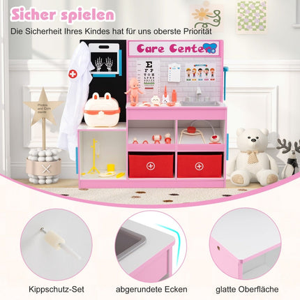 Hölzernes Arzt-Spielset mit Untersuchungsbereich und EKG-Monitor