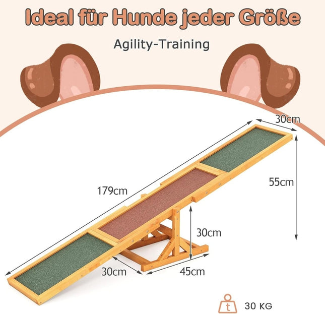 Wooden Dog Agility Seesaw, Non-Slip, 60kg Capacity
