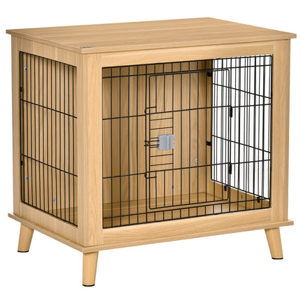 Hundebox aus Holz mit Tischplatte, Naturholzoptik, 81x58,5x76 cm