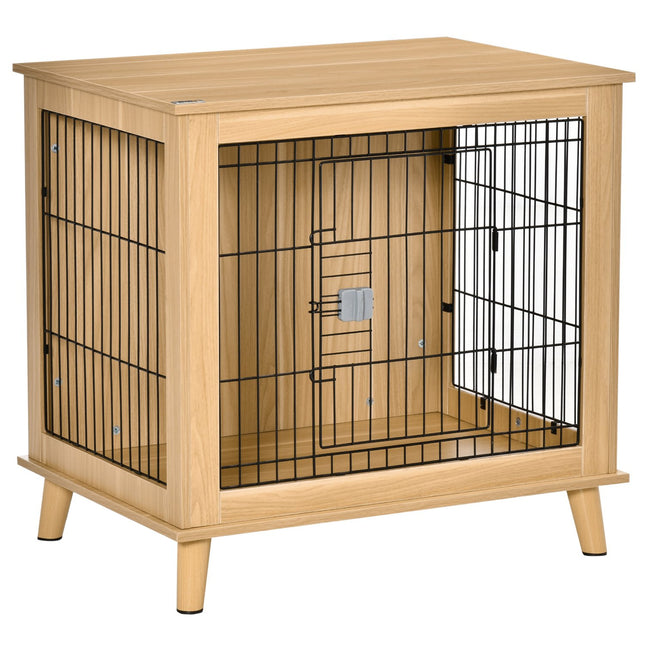 Hundebox aus Holz mit Tischplatte, Naturholzoptik, 81x58,5x76 cm
