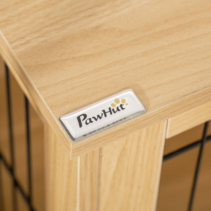 Hundebox aus Holz mit Tischplatte, Naturholzoptik, 81x58,5x76 cm
