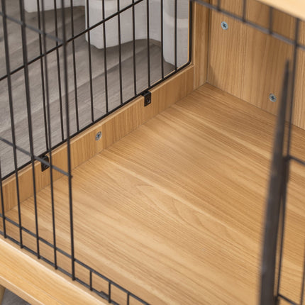 Hundebox aus Holz mit Tischplatte, Naturholzoptik, 81x58,5x76 cm