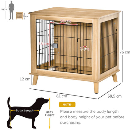 Hundebox aus Holz mit Tischplatte, Naturholzoptik, 81x58,5x76 cm