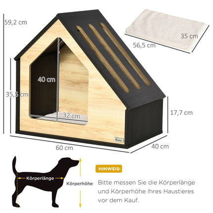 Hundehütte aus Holz mit Kissen, geeignet für kleine Haustiere bis 8 kg
