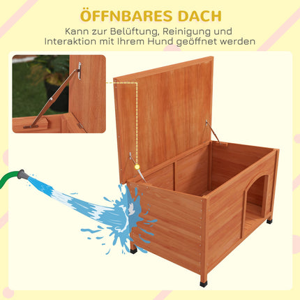 Hundehütte aus Holz, erhöht, herausnehmbarer Boden, 100 cm