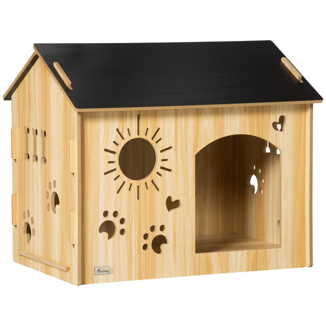 Hundehütte aus Holz mit Dach und Lüftung, klein 69cm