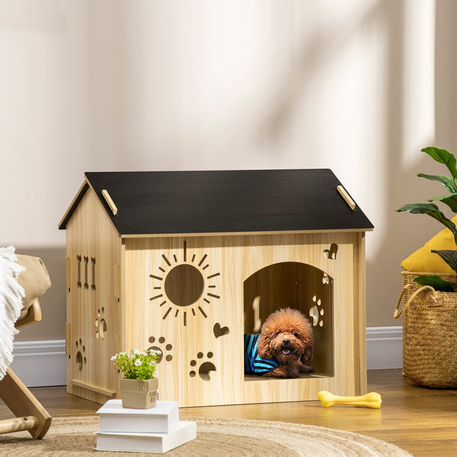 Hundehütte aus Holz mit Dach und Lüftung, klein 69cm