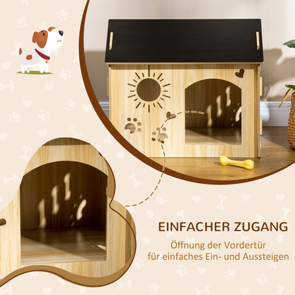 Hundehütte aus Holz mit Dach und Lüftung, klein 69cm