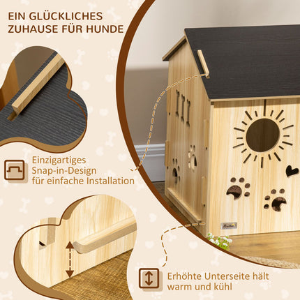 Hundehütte aus Holz mit Dach und Lüftung, klein 69cm