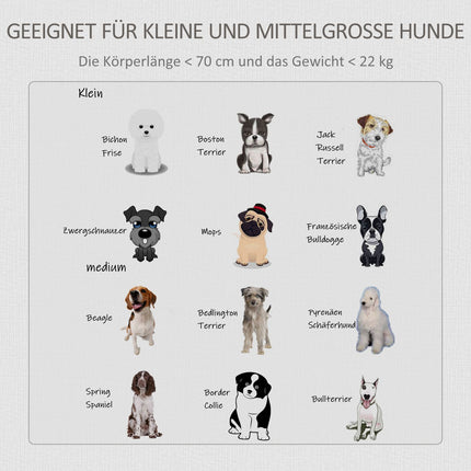 Hundehütte aus Holz mit Kissen und Tischplatte, grau/weiß 85x55x75cm