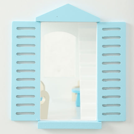 Wooden Dollhouse 79.5 cm with Lift and 13 Furniture Pieces, 3 Storeys, Blue
