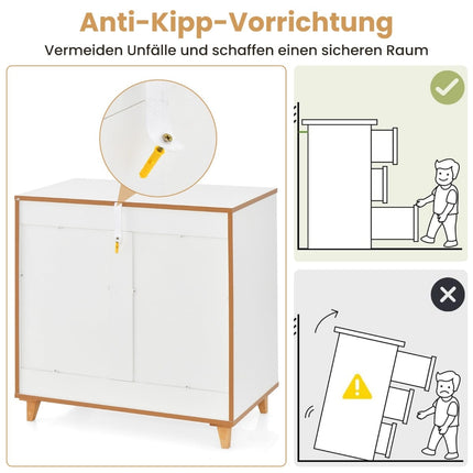 Holz-Schubladenkommode, Grau, 75x42x75 cm, Schlafzimmeraufbewahrung