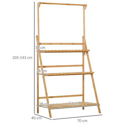 Adjustable Bamboo Plant Stand - Indoor Outdoor Flower Ladder Shelf