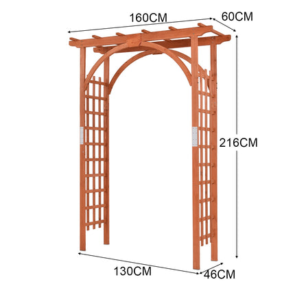 Wooden Garden Arbor Arch, Fir Wood, 160x60x215 cm