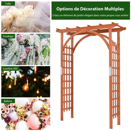 Wooden Garden Arbor Arch, Fir Wood, 160x60x215 cm
