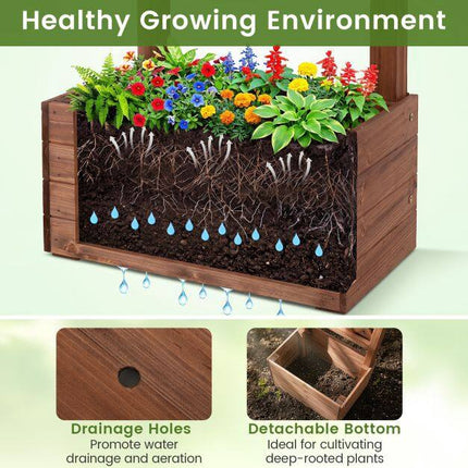 Wooden Garden Arbor with Planter Boxes, 87in Tall