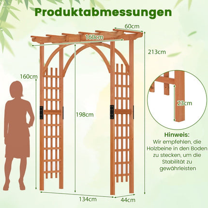 Houten tuinboog voor klimplanten, 213 cm hoog