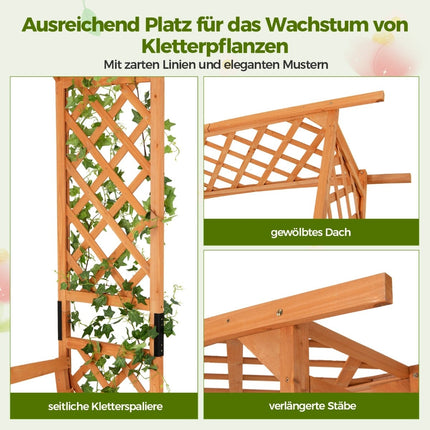 Gartenbogen aus Holz mit Bank & Rankgitter
