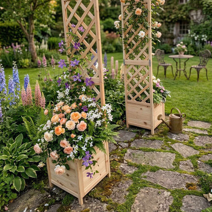 Gartenbogen aus Holz mit Pflanzkästen, Tanne, 206x180x40 cm