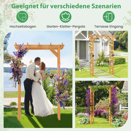 Gartenbogen aus Holz mit Dach und Spalier, Orange, 140x60x215 cm