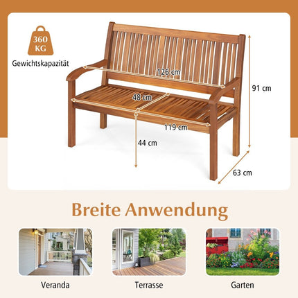 Wooden Garden Bench, 2-3 Seater, 320kg Capacity