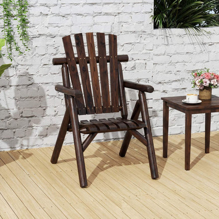 Wooden Garden Bench with Armrests, Brown, 2-Person
