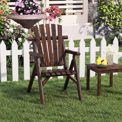 Wooden Garden Bench with Armrests, Brown, 2-Person