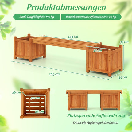 Gartenbank aus Holz mit Pflanzkästen – Robustes, vielseitiges Design