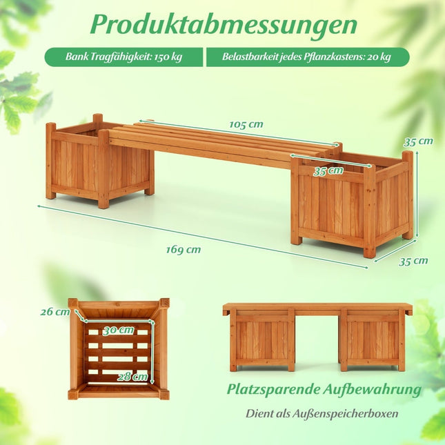 Gartenbank aus Holz mit Pflanzkästen – Robustes, vielseitiges Design