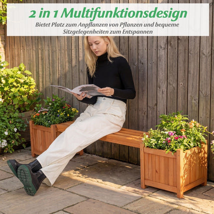 Gartenbank aus Holz mit Pflanzkästen – Robustes, vielseitiges Design