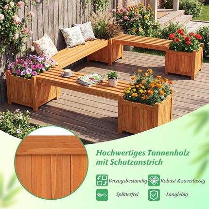 Gartenbank aus Holz mit Pflanzkästen – Robustes, vielseitiges Design