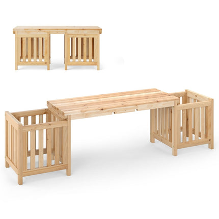 Holz-Gartenbank mit Pflanzkästen – 2-Sitzer, Tannenholz