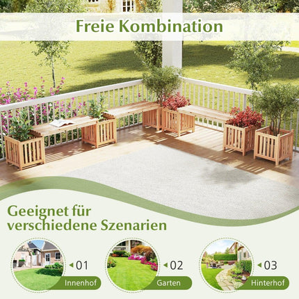 Holz-Gartenbank mit Pflanzkästen – 2-Sitzer, Tannenholz