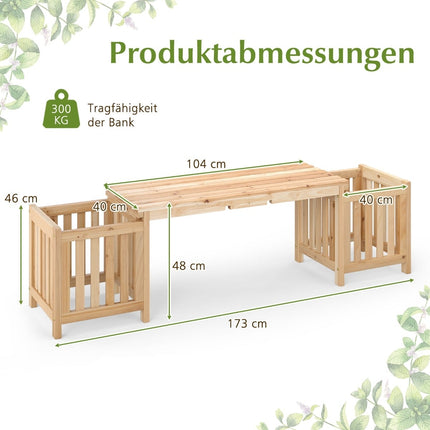 Holz-Gartenbank mit Pflanzkästen – 2-Sitzer, Tannenholz